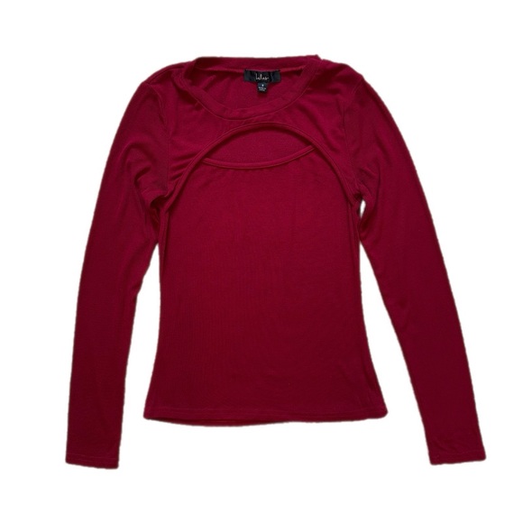 Lulus Tops - Lulus Burgundy Cutout Long Sleeve Top - Size Small!